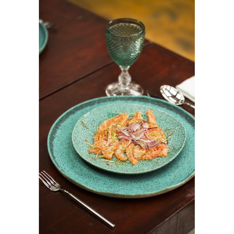 Plato postre Azul de stoneware Sauvage 23 cmx23,5 cm x 2,5 cm-471 gr. Vista Alegre 37003593 (6 unidades)