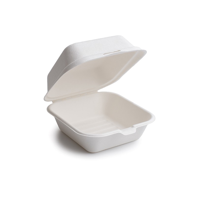 Tupper para hamburguesas de caña de azúcar blanco, capacidad 480 ML
