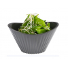 Mini bowl ranurado oval de melamina gris. 7 CL 9.5X6X5.5 CM