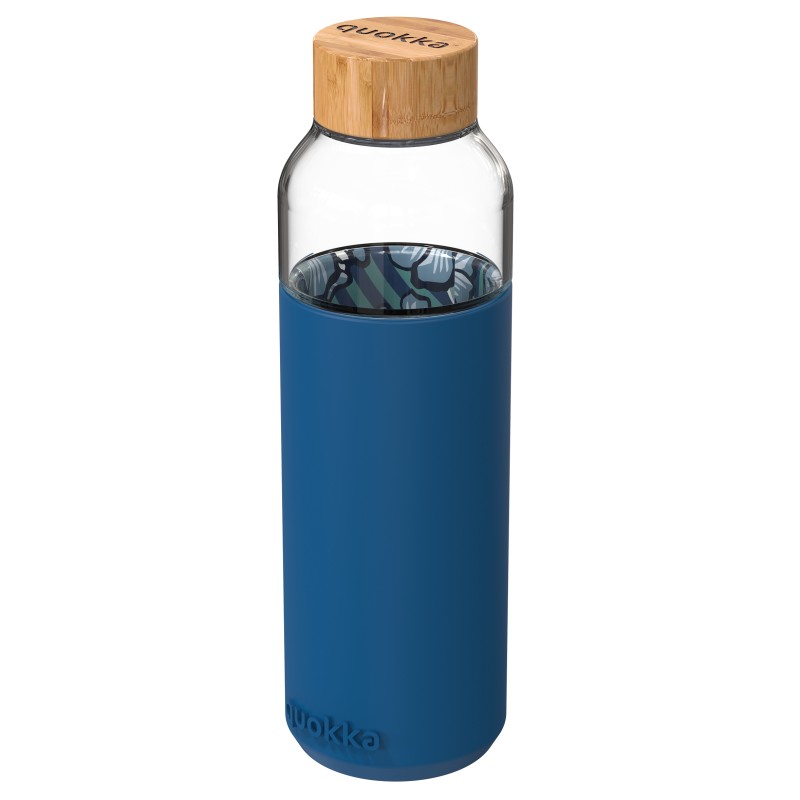 STOR 40004 Bouteille en verre ronde avec gaine en silicone inner water flowers 660 ml quokka