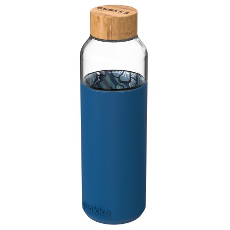 STOR 40004 Bouteille en verre ronde avec gaine en silicone inner water flowers 660 ml quokka