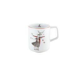 Taza mug porcelana decoración navideña Noel ". Dimensiones: Ø 8,1 cm x 10,2cm capacidad 39,1 cl, peso 265 gr.. Vista Alegre 2112