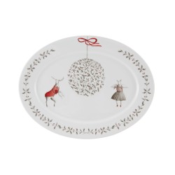 Fuente oval grande porcelana Blanco decoración navideña Noel. Dimensiones: 42,5cm x 32,5 cm x 3,4 cm-1363 gr. Vista Alegre 21126