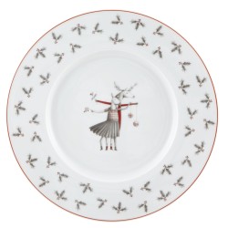 Plato para el postre porcelana decoración navideña Noel. Dimensiones: 22,8 cm x 1,7cm peso 465gr.. Vista Alegre 21126880 (6 unid