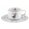 Taza de café moka con platillo porcelana decoración navideña Noel "Volar". Dimensiones: Ø 12,6 cm x 4,8 cm capacidad 9,1 cl, pes