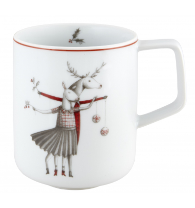 Taza mug porcelana decoración navideña Noel ". Dimensiones: Ø 8,1 cm x 10,2cm capacidad 39,1 cl, peso 265 gr.. Vista Alegre 2112