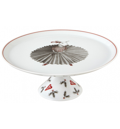 Plato para pastas con pie porcelana decoración navideña Noel ". Dimensiones: Ø 17,2 cm x 6,8 cm capacidad 48,5 cl, peso 266 gr..