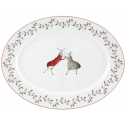 Fuente oval mediana porcelana Blanco decoración navideña Noel. Dimensiones: 32,6 cm x 24,8 cm x 2,6 cm-1318 gr. Vista Alegre 211