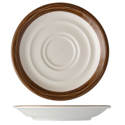 Platillo para taza café y café moka porcelana Blanco decoracion Rope Marrón Duoma 13.75 cm. B'GHEST 01170181 (6 unidades)