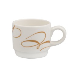 Taza de café moka porcelana Blanco decorado Swirl Ocre Duoma Alcalá 10 cl. B'GHEST 01170183 (6 unidades)