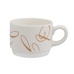 Taza de té porcelana Blanco decorado Swirl Ocre Duoma Alcalá 22 cl. B'GHEST 01170185 (6 unidades)