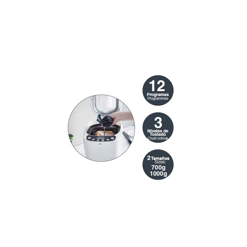 PANIFICADORA AUTOMÁTICA WHITE DE (INCLUYE RECETARIO) LACOR