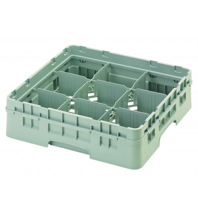 CAMBRO 9S318-151 - Cesta de lavado 9 comp. 1 altura - 14,8 cm Ø máx. - alt. máx. 9,4 cm - 50 x 50 x 14,3 cm - Gris claro