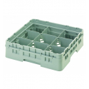 CAMBRO 9S318-151 - Cesta de lavado 9 comp. 1 altura - 14,8 cm Ø máx. - alt. máx. 9,4 cm - 50 x 50 x 14,3 cm - Gris claro