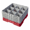 CAMBRO 9S800-163 - Cesta de lavado 9 comp. 4 alturas - 14,8 cm Ø máx. - alt. máx. 21,7 cm - 50 x 50 x 26,7 cm - Rojo