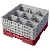 CAMBRO 9S800-416 - Panier de lavage 9 comp. 4 hauteurs - 14,8 cm Ø max. - alt. max. 21,7 cm - 50 x 50 x 26,7 cm - Canneberge