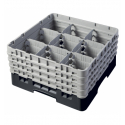 CAMBRO 9S800-110 - Washing basket 9 comp. 4 heights - 14.8 cm Ø max. - height. max. 21.7 cm - 50 x 50 x 26.7 cm - Black