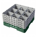 CAMBRO 9S800-119 - Cesta de lavado 9 comp. 4 alturas - 14,8 cm Ø máx. - alt. máx. 21,7 cm - 50 x 50 x 26,7 cm - Verde sherwood