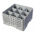 CAMBRO 9S800-151 - Cesta de lavado 9 comp. 4 alturas - 14,8 cm Ø máx. - alt. máx. 21,7 cm - 50 x 50 x 26,7 cm - Gris claro