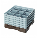 CAMBRO 9S958-167 - Cesta de lavado 9 comp. 5 alturas - 14,8 cm Ø máx. - alt. máx. 25,8 cm - 50 x 50 x 30,8 cm - Castaño