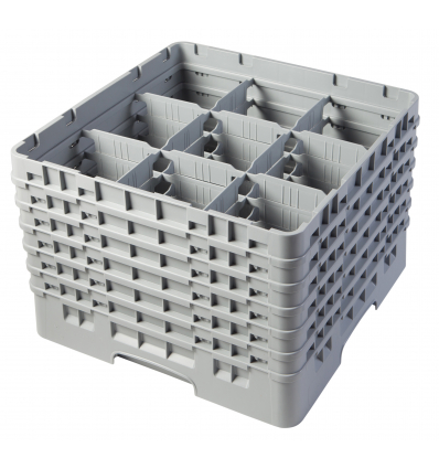 CAMBRO 9S1114-151 - Cesta de lavado 9 comp. 6 alturas - 14,8 cm Ø máx. - alt. máx. 29,9 cm - 50 x 50 x 34,9 cm - Gris claro