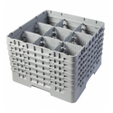 CAMBRO 9S1114-151 - Cesta de lavado 9 comp. 6 alturas - 14,8 cm Ø máx. - alt. máx. 29,9 cm - 50 x 50 x 34,9 cm - Gris claro