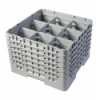 CAMBRO 9S1114-151 - Cesta de lavado 9 comp. 6 alturas - 14,8 cm Ø máx. - alt. máx. 29,9 cm - 50 x 50 x 34,9 cm - Gris claro