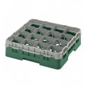 CAMBRO 16S418-119 - Cesta de lavado 16 comp. 1 altura - 10,9 cm Ø máx. - alt. máx. 11,8 cm - 50 x 50 x 14,3 cm - Verde sherwood