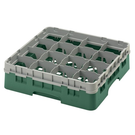 CAMBRO 16S418-119 - Washing basket 16 comp. 1 height - 10.9 cm Ø max. - height. max. 11.8 cm - 50 x 50 x 14.3 cm - Sherwood Gree