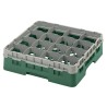 CAMBRO 16S418-119 - Panier de lavage 16 comp. 1 hauteur - 10,9 cm Ø max. - alt. max. 11,8 cm - 50 x 50 x 14,3 cm - Vert sherwood
