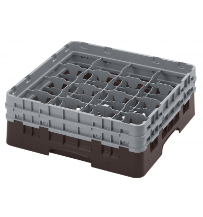 CAMBRO 16S434-167 - Cesta de lavado 16 comp. 2 alturas - 10,9 cm Ø máx. - alt. máx. 13,5 cm - 50 x 50 x 18,4 cm - Castaño