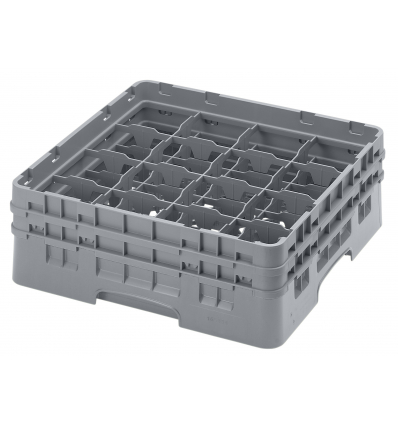 CAMBRO 16S434-151 - Cesta de lavado 16 comp. 2 alturas - 10,9 cm Ø máx. - alt. máx. 13,5 cm - 50 x 50 x 18,4 cm - Gris claro