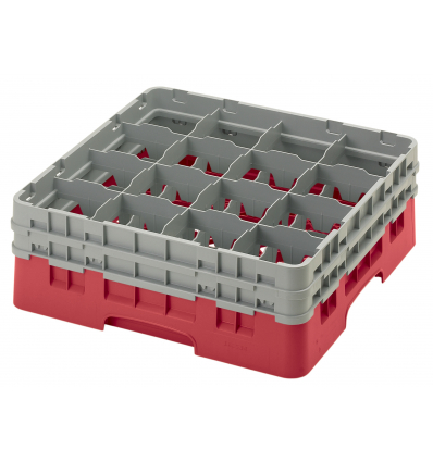 CAMBRO 16S534-163 - Cesta de lavado 16 comp. 2 alturas - 10,9 cm Ø máx. - alt. máx. 14,9 cm - 50 x 50 x 18,4 cm - Rojo