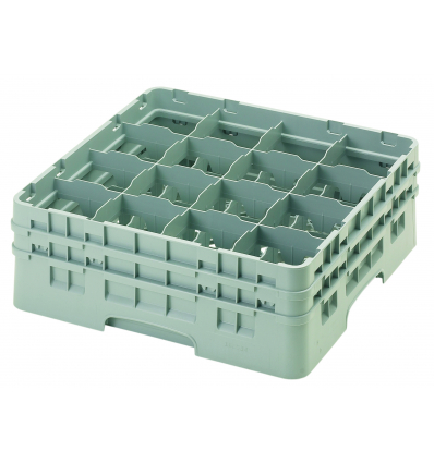 CAMBRO 16S534-151 - Cesta de lavado 16 comp. 2 alturas - 10,9 cm Ø máx. - alt. máx. 14,9 cm - 50 x 50 x 18,4 cm - Gris claro