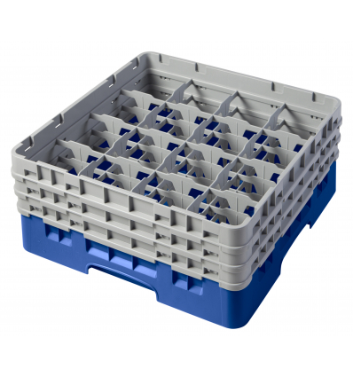 CAMBRO 16S638-168 - Cesta de lavado 16 comp. 3 alturas - 10,9 cm Ø máx. - alt. máx. 17,6 cm - 50 x 50 x 22,5 cm - Azul