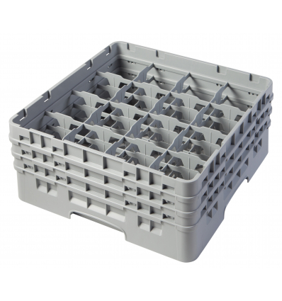 CAMBRO 16S638-151 - Cesta de lavado 16 comp. 3 alturas - 10,9 cm Ø máx. - alt. máx. 17,6 cm - 50 x 50 x 22,5 cm - Gris claro