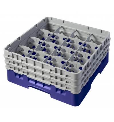 CAMBRO 16S638-186 - Cesta de lavado 16 comp. 3 alturas - 10,9 cm Ø máx. - alt. máx. 17,6 cm - 50 x 50 x 22,5 cm - Azul marino