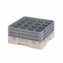 CAMBRO 16S738-184 - Cesta de lavado 16 comp. 3 alturas - 10,9 cm Ø máx. - alt. máx. 20 cm - 50 x 50 x 22,5 cm - Beige