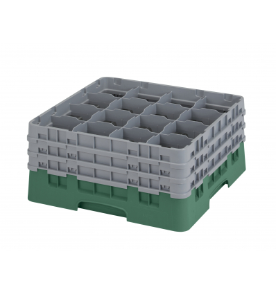 CAMBRO 16S738-119 - Cesta de lavado 16 comp. 3 alturas - 10,9 cm Ø máx. - alt. máx. 20 cm - 50 x 50 x 22,5 cm - Verde sherwood