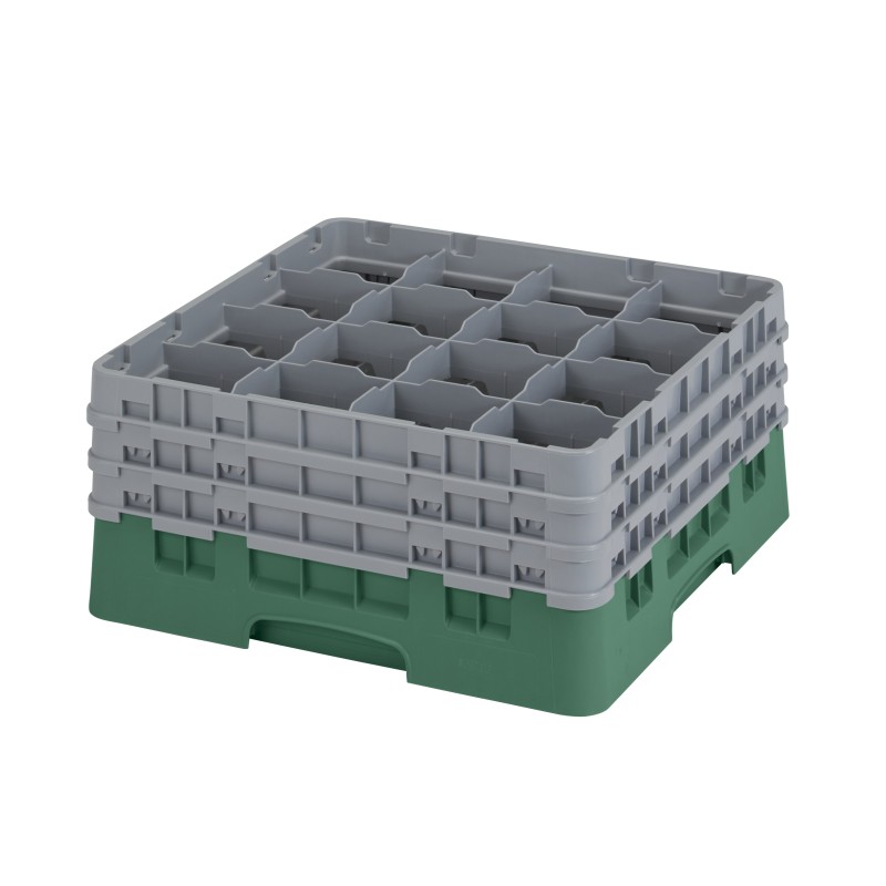CAMBRO 16S738-119 - Washing basket 16 comp. 3 heights - 10.9 cm Ø max. - height. max. 20 cm - 50 x 50 x 22.5 cm - Sherwood Green