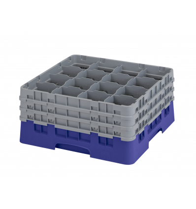 CAMBRO 16S738-186 - Cesta de lavado 16 comp. 3 alturas - 10,9 cm Ø máx. - alt. máx. 20 cm - 50 x 50 x 22,5 cm - Azul marino