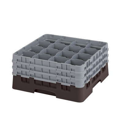 CAMBRO 16S738-167 - Cesta de lavado 16 comp. 3 alturas - 10,9 cm Ø máx. - alt. máx. 20 cm - 50 x 50 x 22,5 cm - Castaño