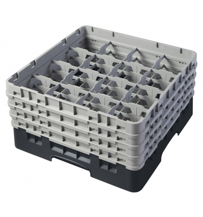 CAMBRO 16S800-110 - Cesta de lavado 16 comp. 4 alturas - 10,9 cm Ø máx. - alt. máx. 21,7 cm - 50 x 50 x 26,7 cm - Negro