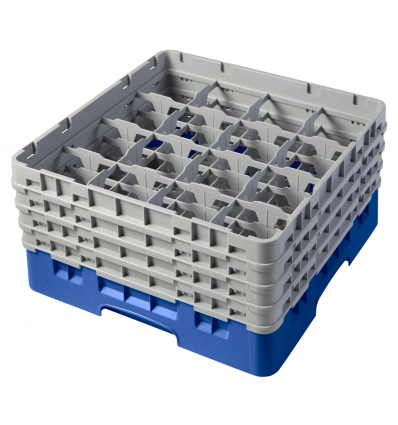 CAMBRO 16S800-168 - Cesta de lavado 16 comp. 4 alturas - 10,9 cm Ø máx. - alt. máx. 21,7 cm - 50 x 50 x 26,7 cm - Azul