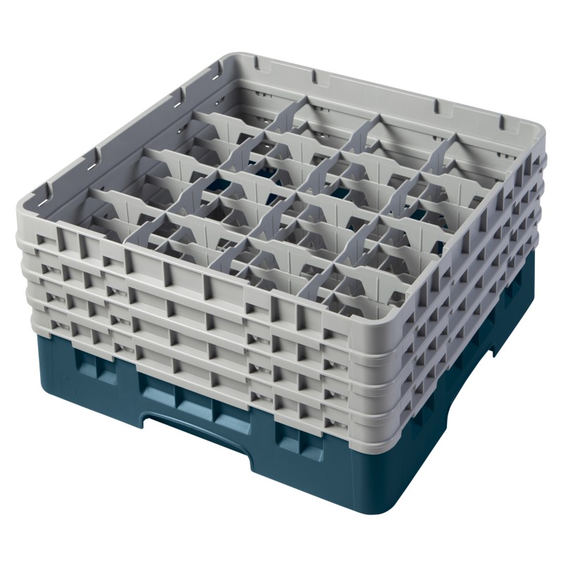 CAMBRO 16S800-414 - Washing basket 16 comp. 4 heights - 10,9 cm Ø max. - height. max. 21.7 cm - 50 x 50 x 26.7 cm - Teal