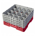 CAMBRO 16S800-163 - Cesta de lavado 16 comp. 4 alturas - 10,9 cm Ø máx. - alt. máx. 21,7 cm - 50 x 50 x 26,7 cm - Rojo