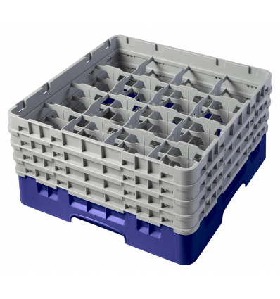 CAMBRO 16S800-186 - Cesta de lavado 16 comp. 4 alturas - 10,9 cm Ø máx. - alt. máx. 21,7 cm - 50 x 50 x 26,7 cm - Azul marino