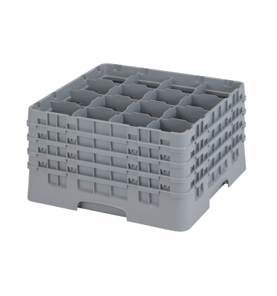 CAMBRO 16S900-151 - Cesta de lavado 16 comp. 4 alturas - 10,9 cm Ø máx. - alt. máx. 24,1 cm - 50 x 50 x 26,7 cm - Gris claro