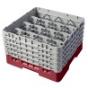 CAMBRO 16S958-416 - Panier de lavage 16 comp. 5 hauteurs - 10,9 cm Ø max. - alt. max. 25,8 cm - 50 x 50 x 30,8 cm - Canneberge