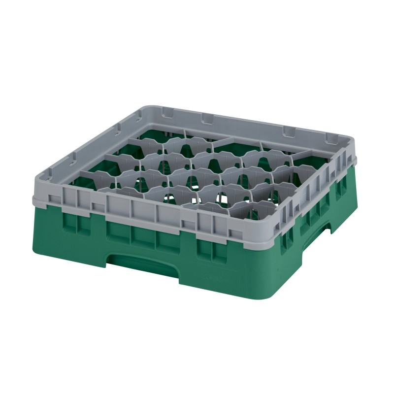 CAMBRO 20S318-119 - Panier de lavage 20 comp. 1 hauteur - 11,8 cm Ø max. - alt. max. 9,4 cm - 50 x 50 x 14,3 cm - Vert sherwood